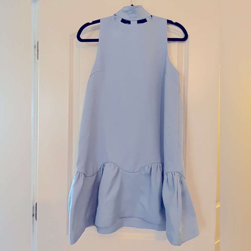 Light Blue Mini Dress With Neck Tie